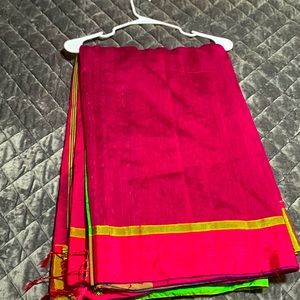 Indian saree beautiful magenta and green